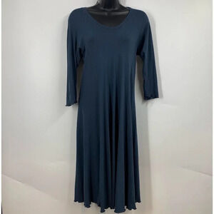 Angelrox Women's Round Neck‎ Bamboo 3/4 Sleeve Stretch Midi Dress One Size